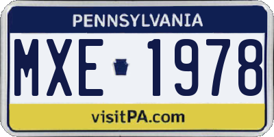PA license plate MXE1978