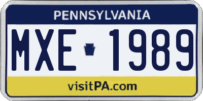 PA license plate MXE1989