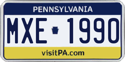 PA license plate MXE1990