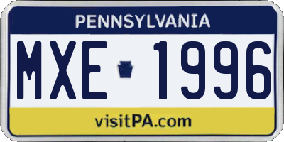 PA license plate MXE1996
