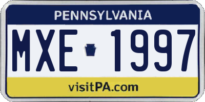 PA license plate MXE1997