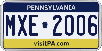 PA license plate MXE2006