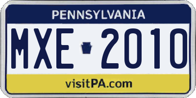 PA license plate MXE2010