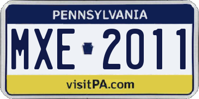 PA license plate MXE2011