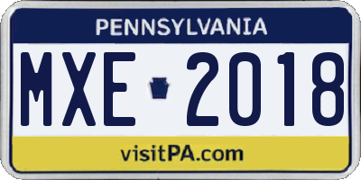 PA license plate MXE2018
