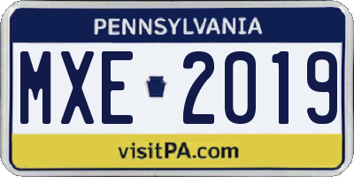 PA license plate MXE2019