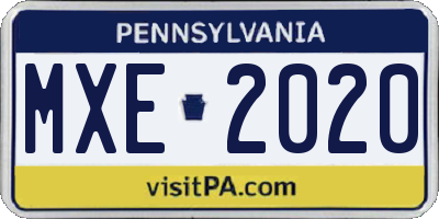 PA license plate MXE2020