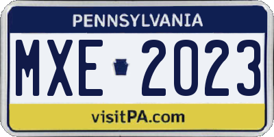 PA license plate MXE2023