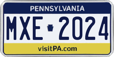 PA license plate MXE2024