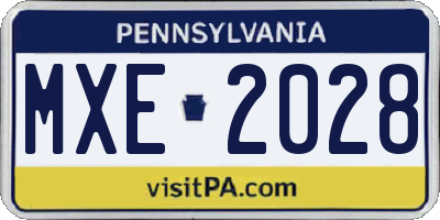 PA license plate MXE2028