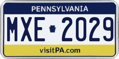 PA license plate MXE2029