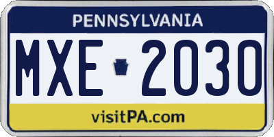 PA license plate MXE2030