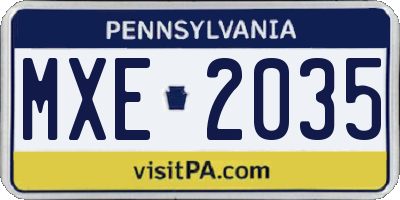 PA license plate MXE2035