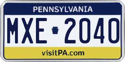 PA license plate MXE2040
