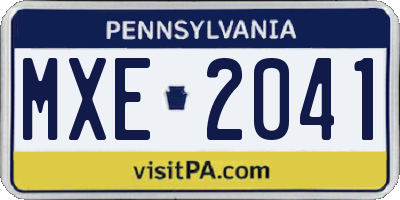PA license plate MXE2041