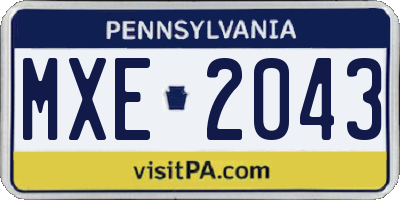 PA license plate MXE2043