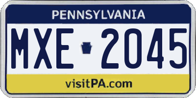 PA license plate MXE2045