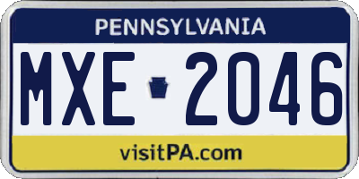 PA license plate MXE2046