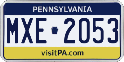 PA license plate MXE2053