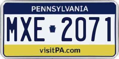 PA license plate MXE2071