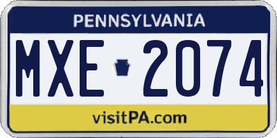 PA license plate MXE2074