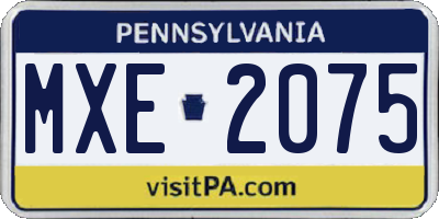 PA license plate MXE2075