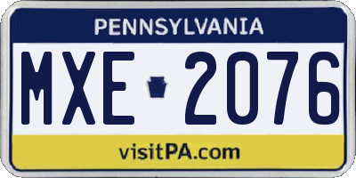 PA license plate MXE2076