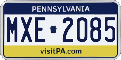 PA license plate MXE2085