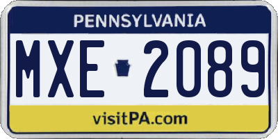 PA license plate MXE2089