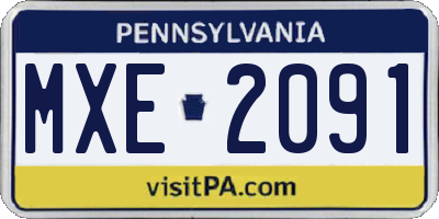 PA license plate MXE2091