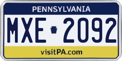 PA license plate MXE2092