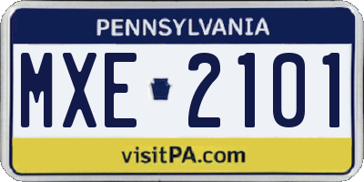 PA license plate MXE2101