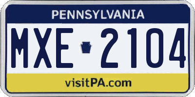 PA license plate MXE2104