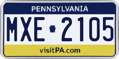 PA license plate MXE2105