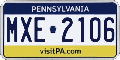 PA license plate MXE2106