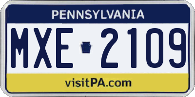 PA license plate MXE2109