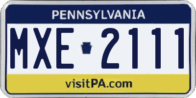 PA license plate MXE2111
