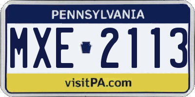 PA license plate MXE2113