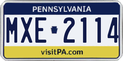 PA license plate MXE2114