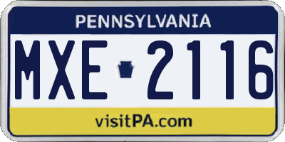 PA license plate MXE2116