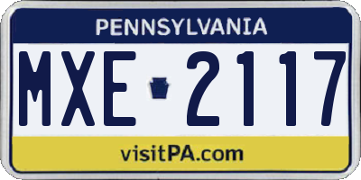 PA license plate MXE2117
