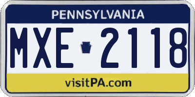 PA license plate MXE2118