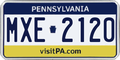 PA license plate MXE2120