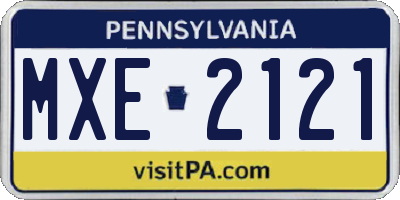 PA license plate MXE2121