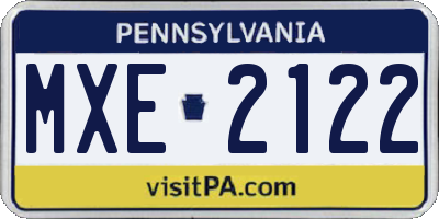 PA license plate MXE2122