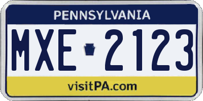 PA license plate MXE2123
