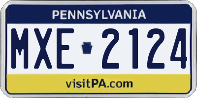 PA license plate MXE2124