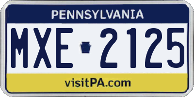 PA license plate MXE2125