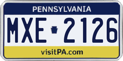PA license plate MXE2126