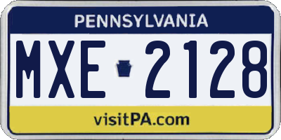 PA license plate MXE2128
